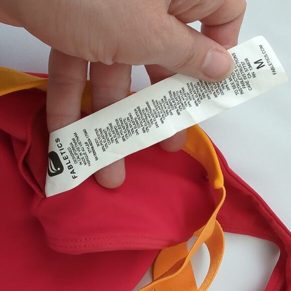 Fabletics Women's Cross Back Racerback Red Orange Sports Bra Padded Medium EUC - Picture 2 of 4